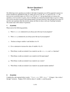 Review Questions I Spring 2010