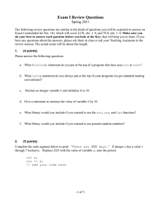 Exam I Review Questions Spring 2011