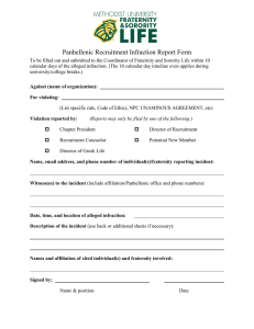 Panhellenic Recruitment Infraction Report Form