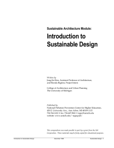 Introduction to Sustainable Design Sustainable Architecture Module: