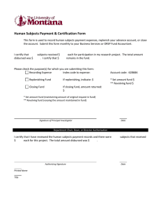 Human Subjects Payment &amp; Certification Form