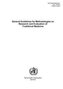 General Guidelines for Methodologies on Research and Evaluation of Traditional Medicine