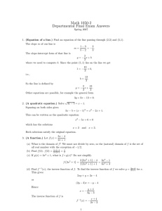 Math 1050-2 Departmental Final Exam Answers