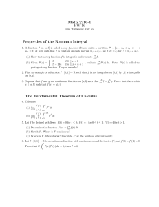 Math 3210-1 HW 16 Properties of the Riemann Integral
