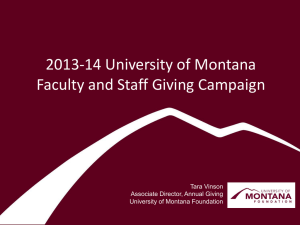 2013-14 University of Montana Faculty and Staff Giving Campaign Tara Vinson
