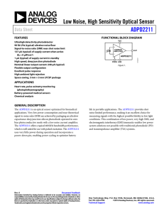 Low Noise, High Sensitivity Optical Sensor ADPD2211 Data Sheet FEATURES
