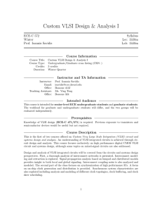 Custom VLSI Design &amp; Analysis I ECE-C 572 Syllabus Winter