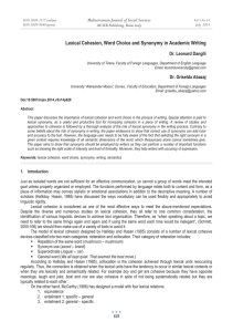 Lexical Cohesion, Word Choice and Synonymy in Academic Writing