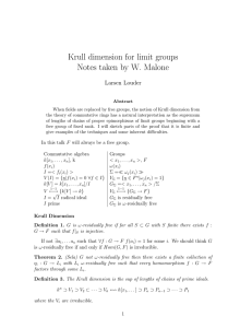 Krull dimension for limit groups Notes taken by W. Malone Larsen Louder