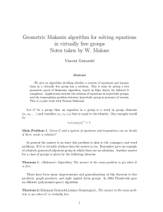 Geometric Makanin algorithm for solving equations in virtually free groups Vincent Guirardel