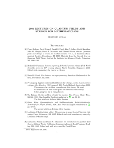 2001 LECTURES ON QUANTUM FIELDS AND STRINGS FOR MATHEMATICIANS References