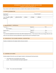 INTERMEDIATE  COLLEGE  WRITING COURSE REVIEW FORM