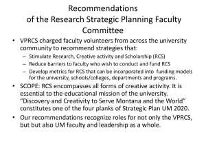 Recommendations of the Research Strategic Planning Faculty Committee