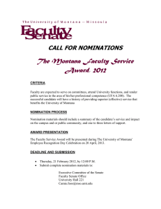 The Montana Faculty Service Award, 2012 CALL FOR NOMINATIONS