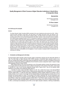 Quality Management of Short Courses at Higher Education Institutions in... A Comparative Study