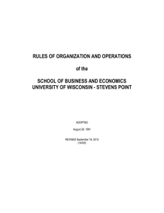 RULES OF ORGANIZATION AND OPERATIONS  of the SCHOOL OF BUSINESS AND ECONOMICS