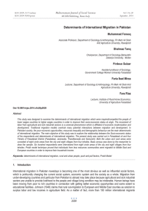 Determinants of International Migration in Pakistan Mediterranean Journal of Social Sciences