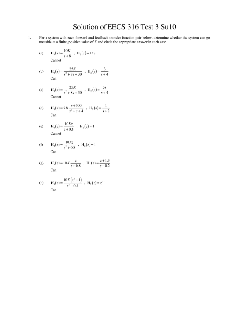 Solution of EECS 316 Test 3 Su10