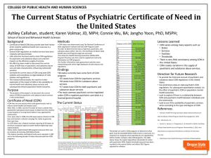 The Current Status of Psychiatric Certificate of Need in