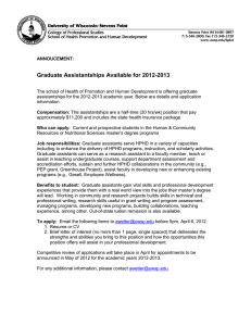 Graduate Assistantships Available for 2012-2013