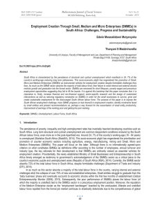 Employment Creation Through Small, Medium and Micro Enterprises (SMMEs) in