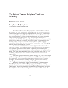 The Role of Eastern Religious Traditions in Society Fernando Tevez-Rosales