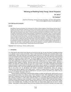 Reframing and Redefining Family Therapy: Ubuntu Perspective S.H. Somni* N.S. Sandlana*
