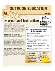 OUTDOOR EDUCATION Information &amp; Instructions