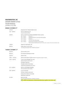 WASHINGTON, DC Grizzell Middle School Travel Itinerary
