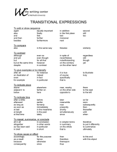 TRANSITIONAL EXPRESSIONS  To add or show sequence