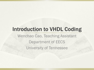 Introduction to VHDL Coding Wenchao Cao, Teaching Assistant Department of EECS