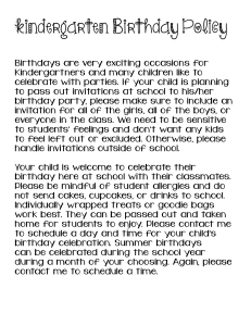 Kindergarten Birthday Policy !