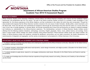 Department of African-American Studies Program Academic Year 2014-15 Assessment Report