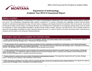 Department of Anthropology Academic Year 2014-15 Assessment Report