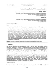 Factors Influencing Teachers’ Performance and Retention Mediterranean Journal of Social Sciences