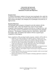 COLLEGE OF D PAGE Paralegal Studies Program Statement of Goals and Objectives