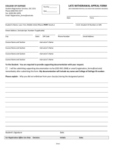 LATE WITHDRAWAL APPEAL FORM COLLEGE OF DUPAGE