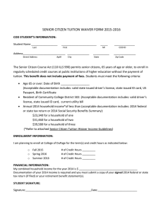 SENIOR CITIZEN TUITION WAIVER FORM 2015-2016 COD STUDENT’S INFORMATION:
