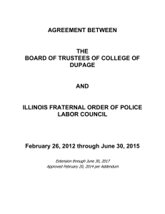 AGREEMENT BETWEEN  THE BOARD OF TRUSTEES OF COLLEGE OF