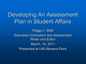 Developing An Assessment Plan in Student Affairs
