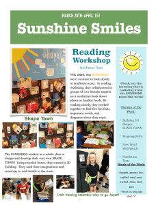 Sunshine Smiles Reading Workshop MARCH 28TH-APRIL 1ST