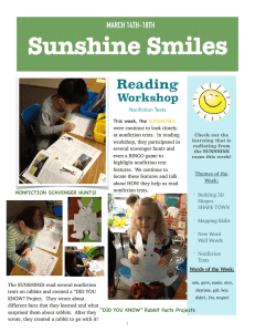 Sunshine Smiles Reading Workshop MARCH 14TH-18TH