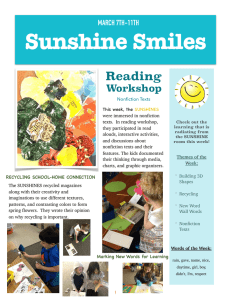 Sunshine Smiles Reading Workshop MARCH 7TH-11TH
