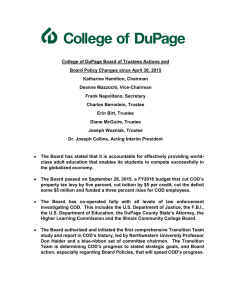 College of DuPage Board of Trustees Actions and Katharine Hamilton, Chairman