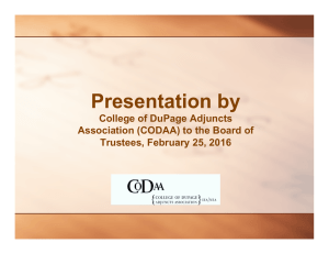 Presentation by College of DuPage Adjuncts Association (CODAA) to the Board of