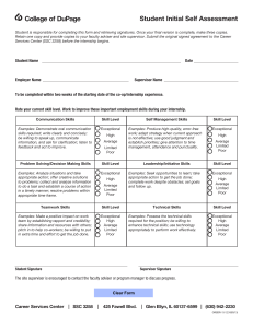 College of DuPage Student Initial Self Assessment