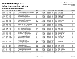 Bitterroot College UM College Course Schedule - Fall 2016