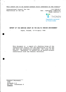 Ihis report not to be guoted without prior reference to... International Council for the C.M.1989/E: 6