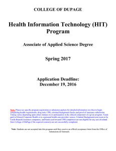 Health Information Technology (HIT) Program  Spring 2017