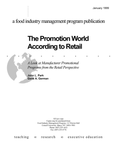 The Promotion World According to Retail . a food industry management program publication